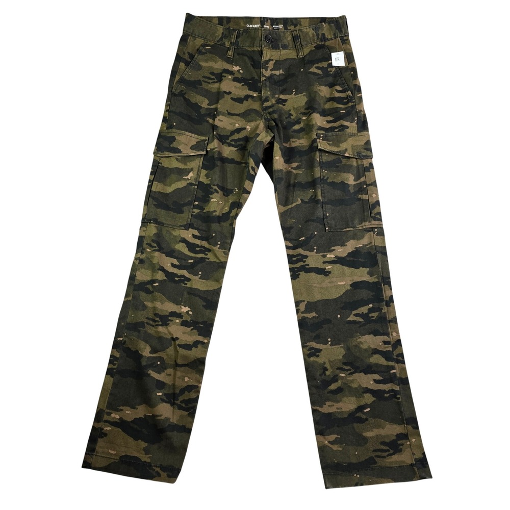 Old Navy Camo Cargo Pants Mens 30x32 Green Tiger Stripe Straight Flex Camp Hike‎